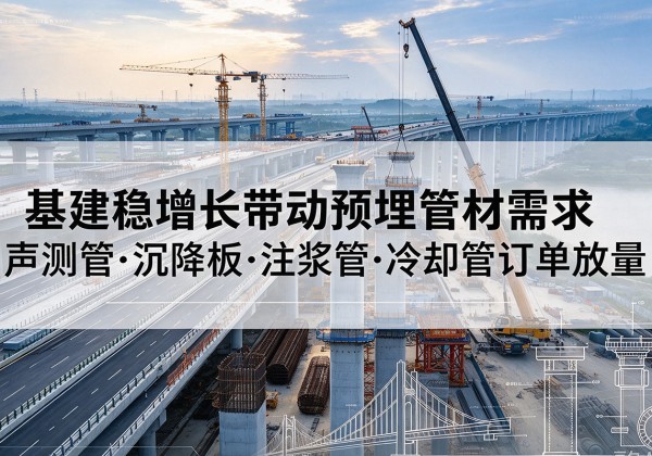 上海基建稳增长带动预埋监测管材需求，声测管、沉降板、注浆管订单持续放量